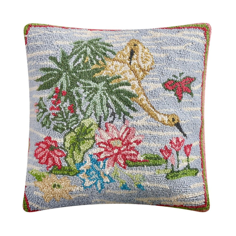 Meadow Club Hooked-Wool 18" Square Pillow