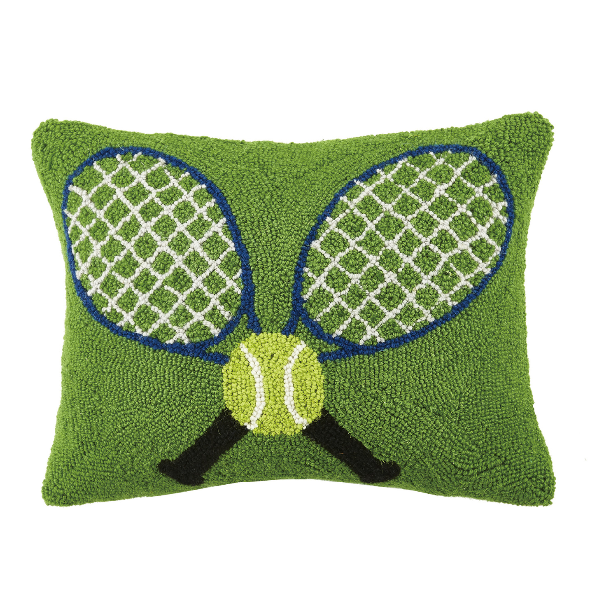 Crossed Tennis Rackets Hooked-Wool Throw Pillow