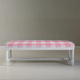 Grand Tour Bench with Gin Lane Rhubarb Upholstery