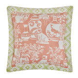 Fabulous Foo Dogs Coral 18" Square Throw Pillow