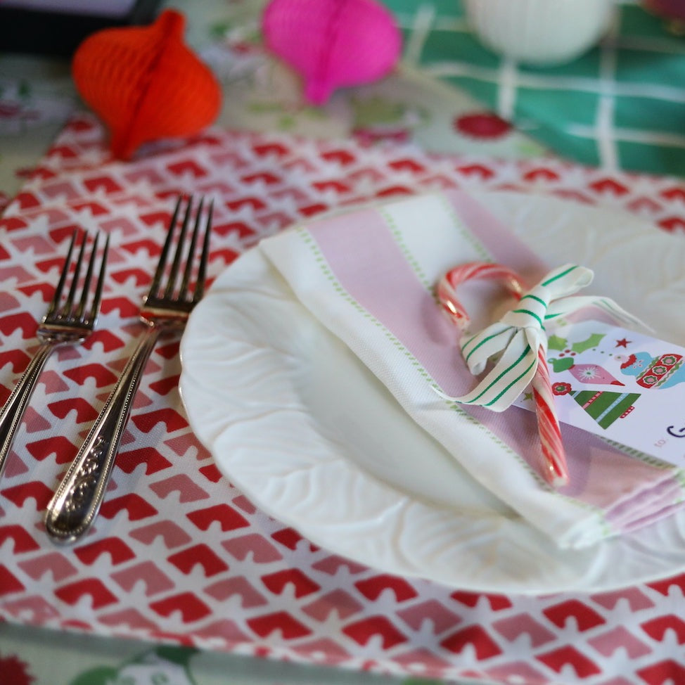 Old Jaipur Geranium Red Washable Linen Placemats
