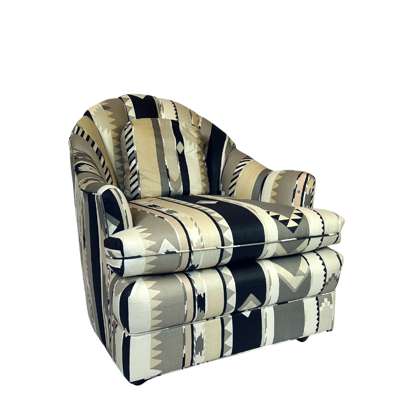 Barrel-back Armchairs, Pair