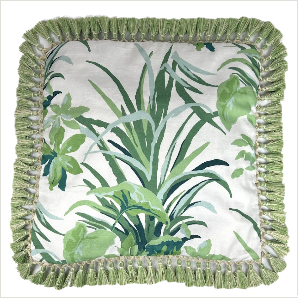 Jungle Road Barbados Green 22” Square Pillow