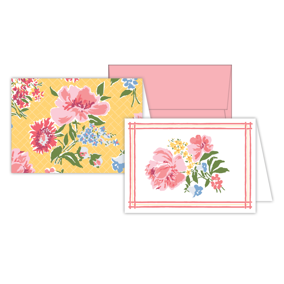 Petite Notecard Set- Island Floral on White/ Island Floral on Yellow