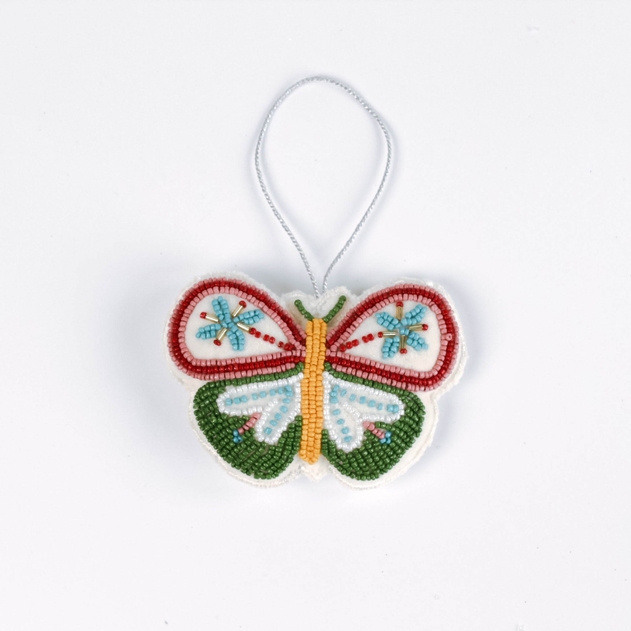 A beaded butterfly felt Christmas ornament