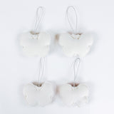 back of A set of four beaded butterfly felt Christmas ornaments