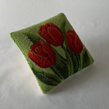Tulip Hooked Wool 10" Square Pillow