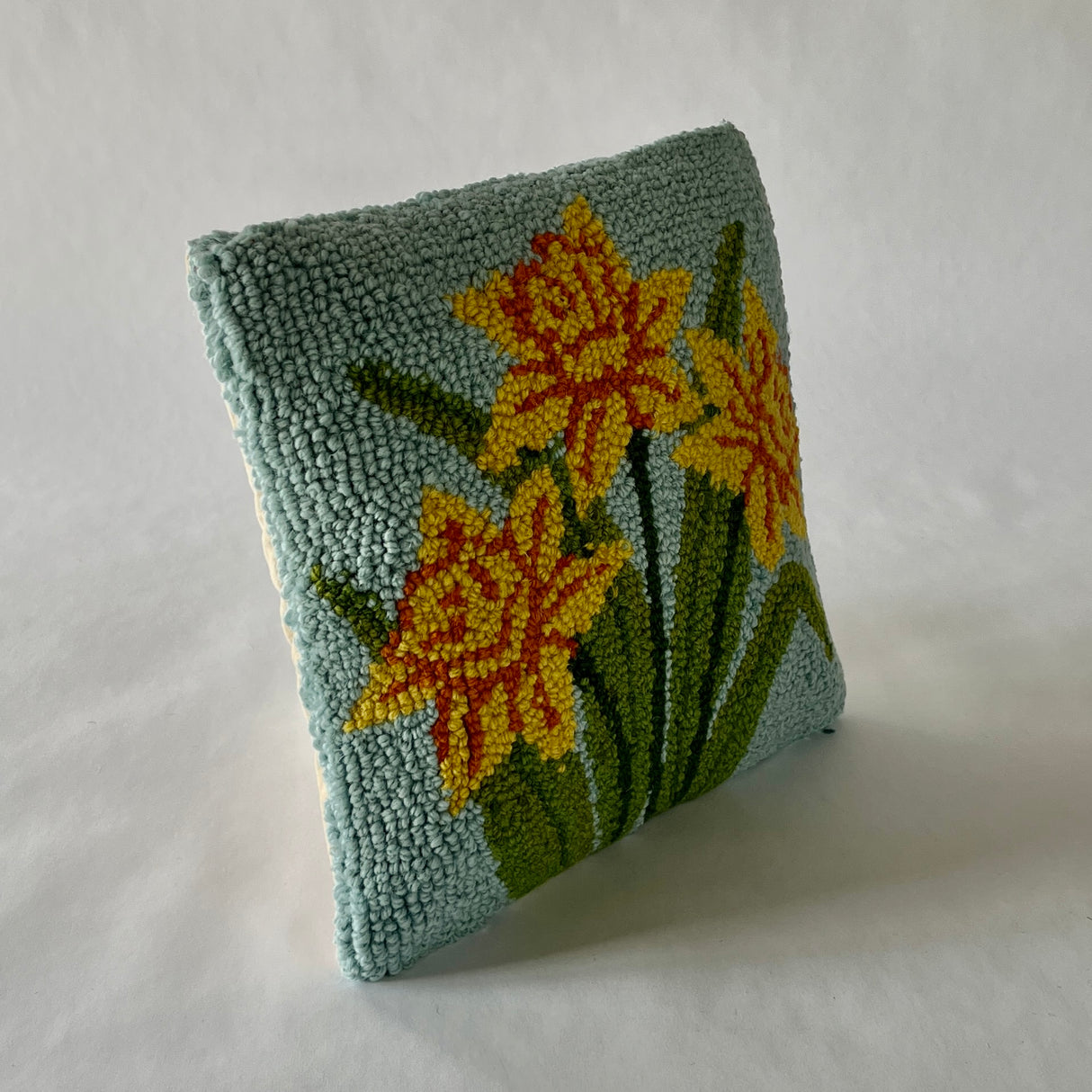 Daffodil Hooked-Wool 10" Square Pillow
