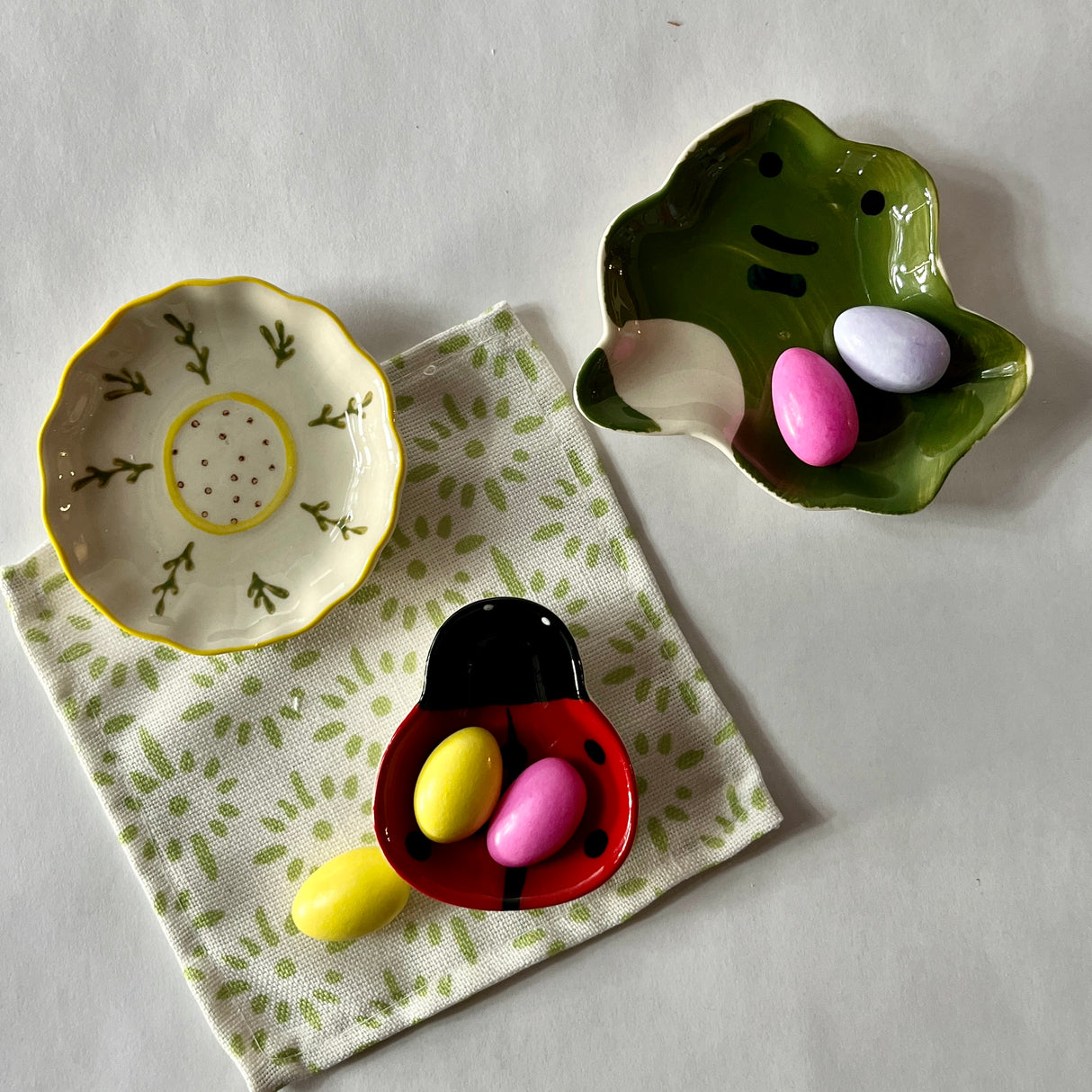 Petite Flower Ceramic Accent Dishes, Set of 2