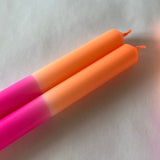 Pink/Orange Color-Blocked Taper Candles, Set of 3