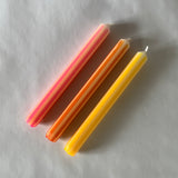 Pink/Yellow Striped Taper Candles, Set of 3