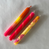 Pink/Orange/Red Taper Candles, Set of 3