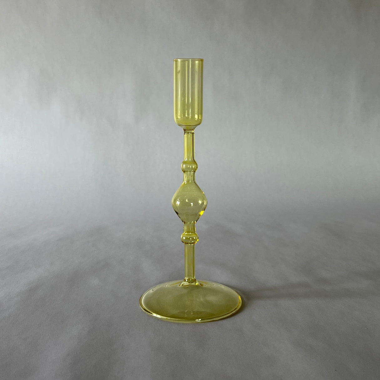 Yellow Glass Candleholders, Pair