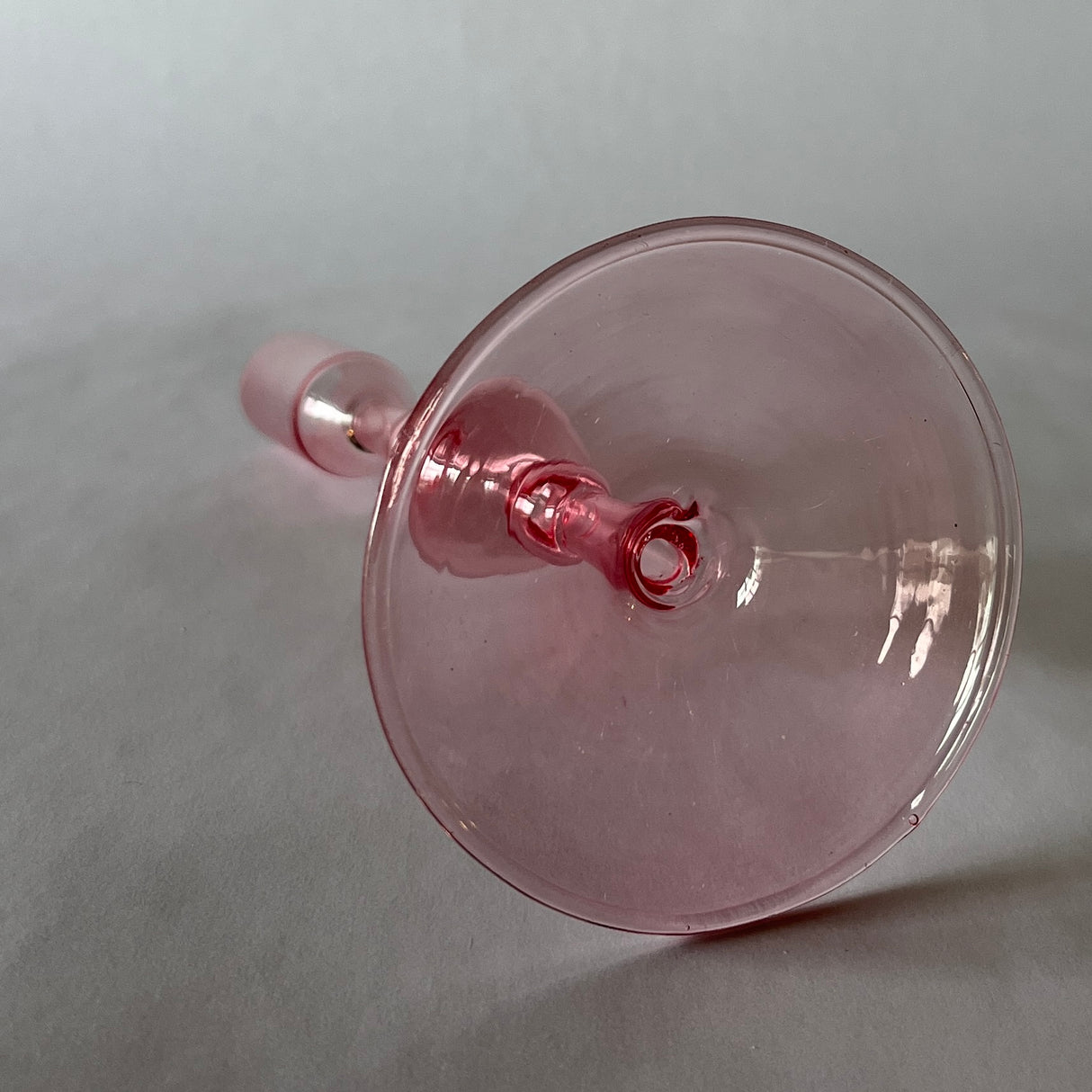 Pink Glass Candleholders, Pair