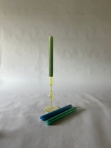 Green/Aqua Striped Taper Candles, Set of 3