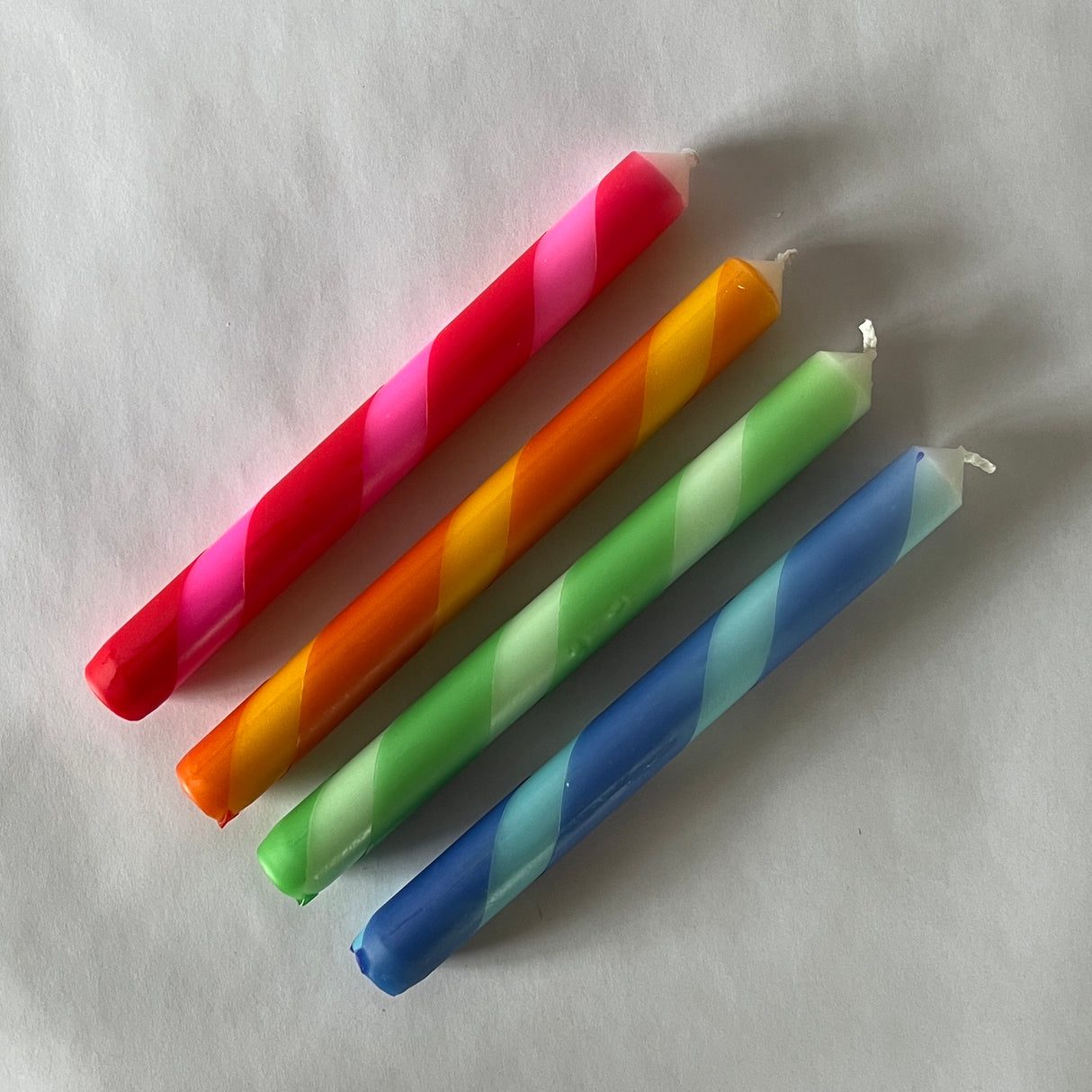 Pink/Orange/Green/Blue Taper Candles, Set of 4
