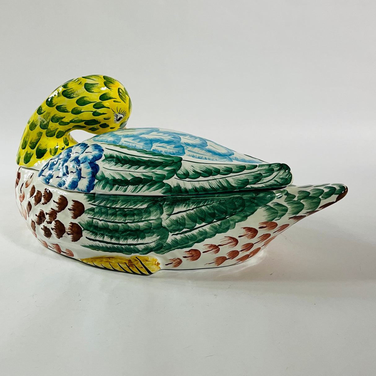 Vietri Lidded Duck Italian Ceramic Centerpiece