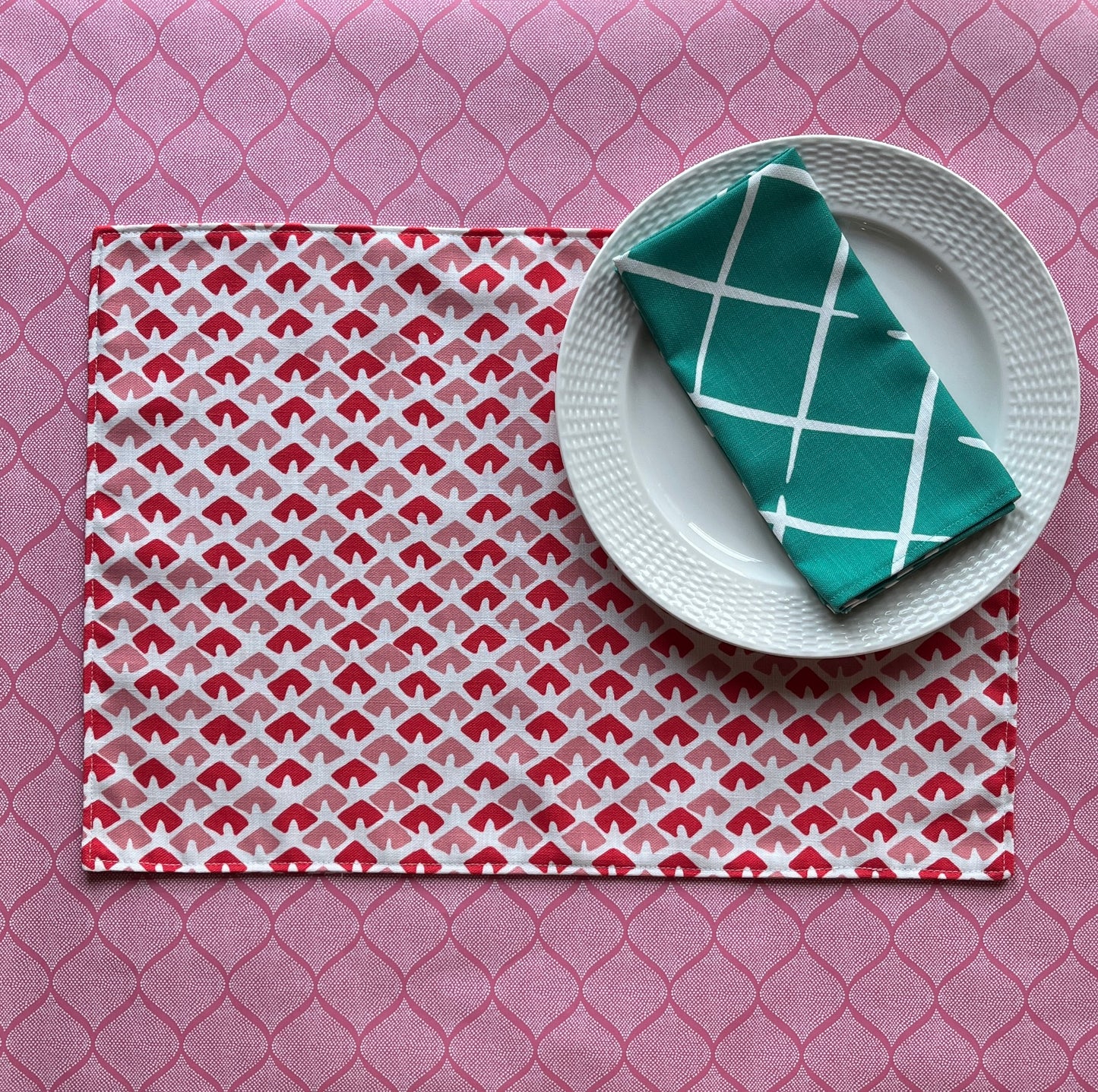 Old Jaipur Geranium Red Washable Linen Placemats