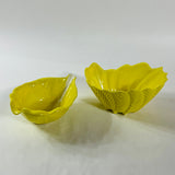 Portuguese Yellow Ceramic Leaf Bowls, Set of 2