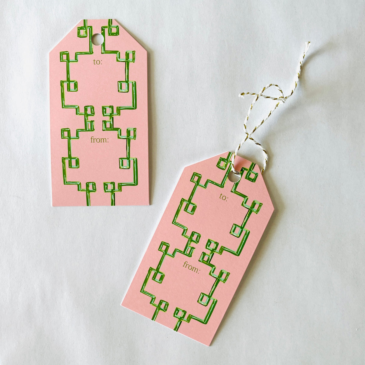 Pink/Green Bamboozled Gift Tags, Pack of 10