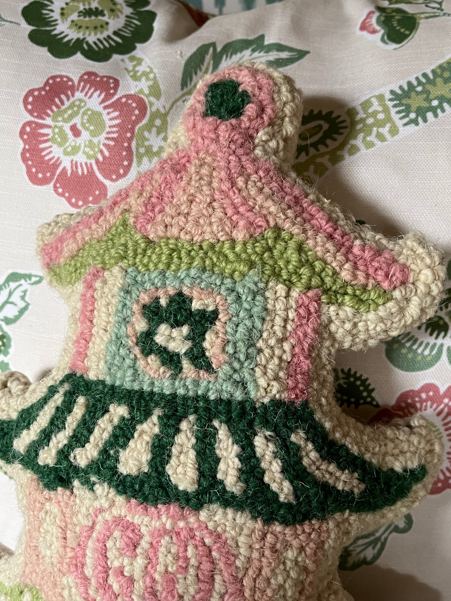 Oh, Pagoda Mini Hooked Wool Pillow
