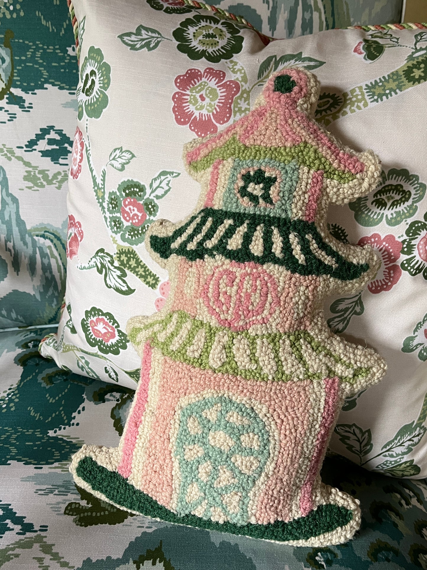 Oh, Pagoda Mini Hooked Wool Pillow