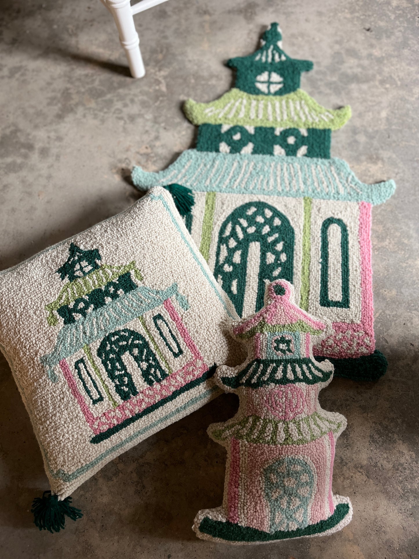 Oh, Pagoda Mini Hooked Wool Pillow