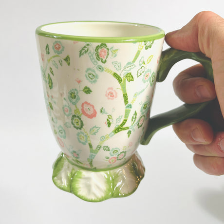 Madcap Cottage Celadon Green Temple Garden Footed Coffee Ceramic Mug