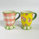 Madcap Cottage Pink Gin Lane Footed Coffee Ceramic Mug