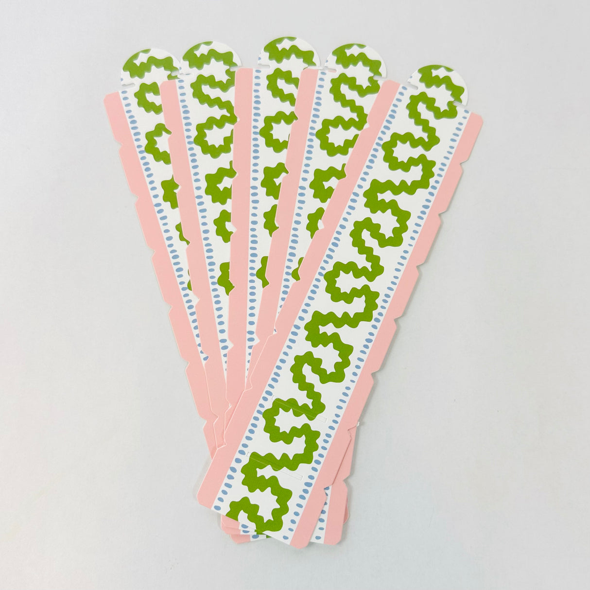 Pink/Green Harbor Trail Paper Napkin Rings, Set of 10