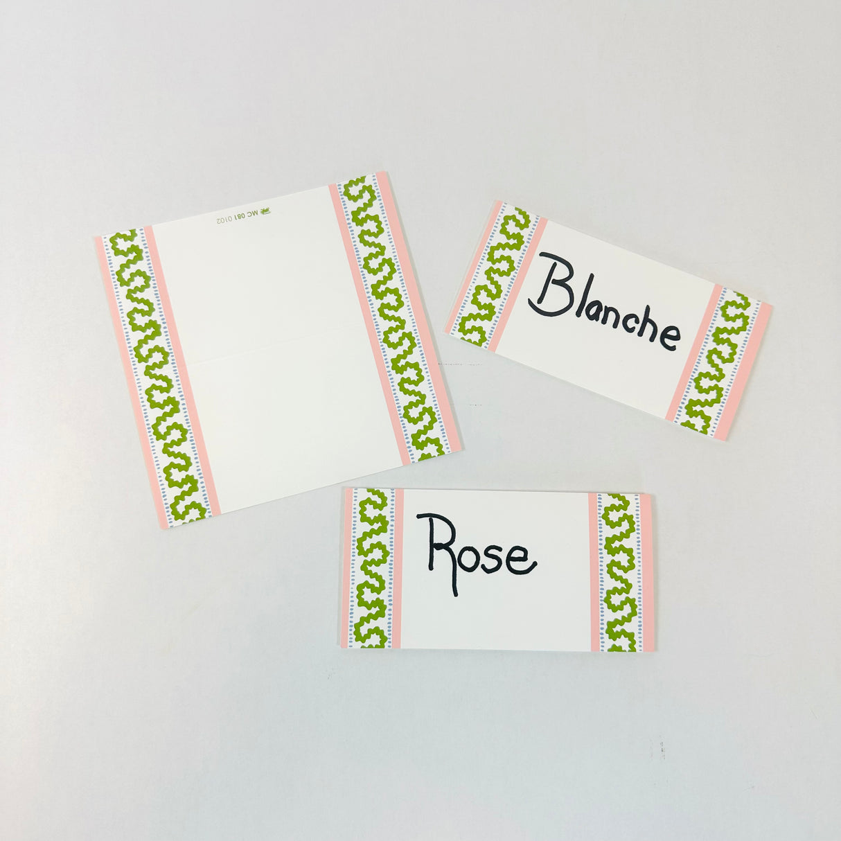 Pink/Green Harbor Trail Paper Place Cards