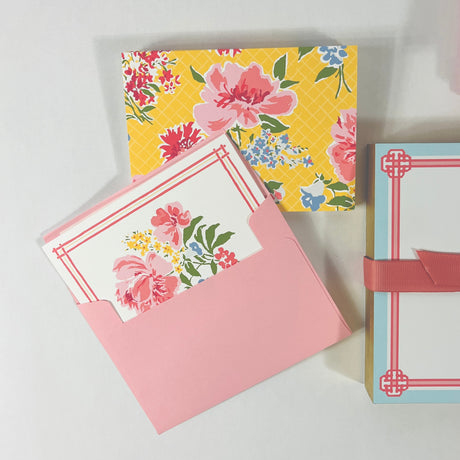 Yellow-and-Pink Florals Stationery Set