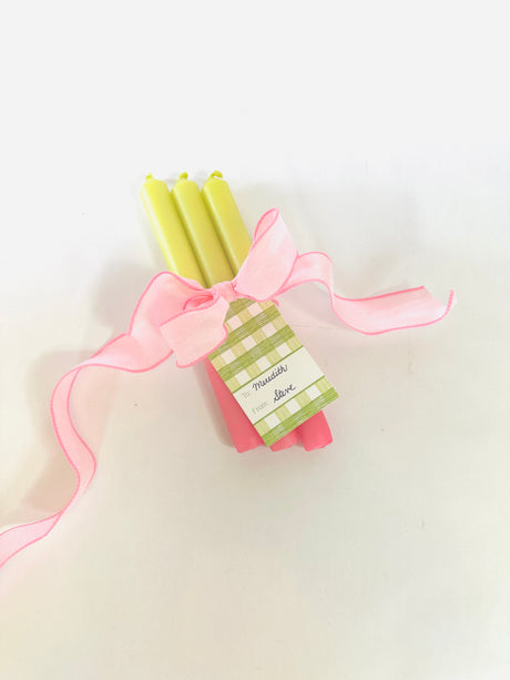 Pale Green/Misty Pink Taper Candles, Set of 3
