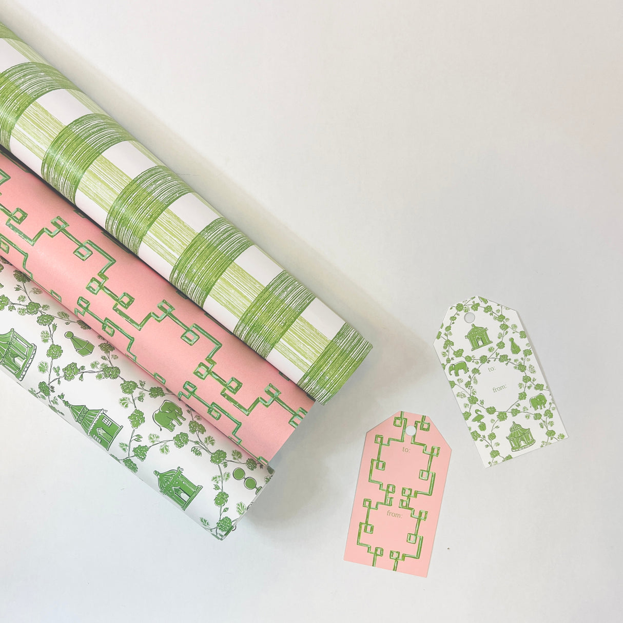 Pink/Green Garden Gift Wrap Set