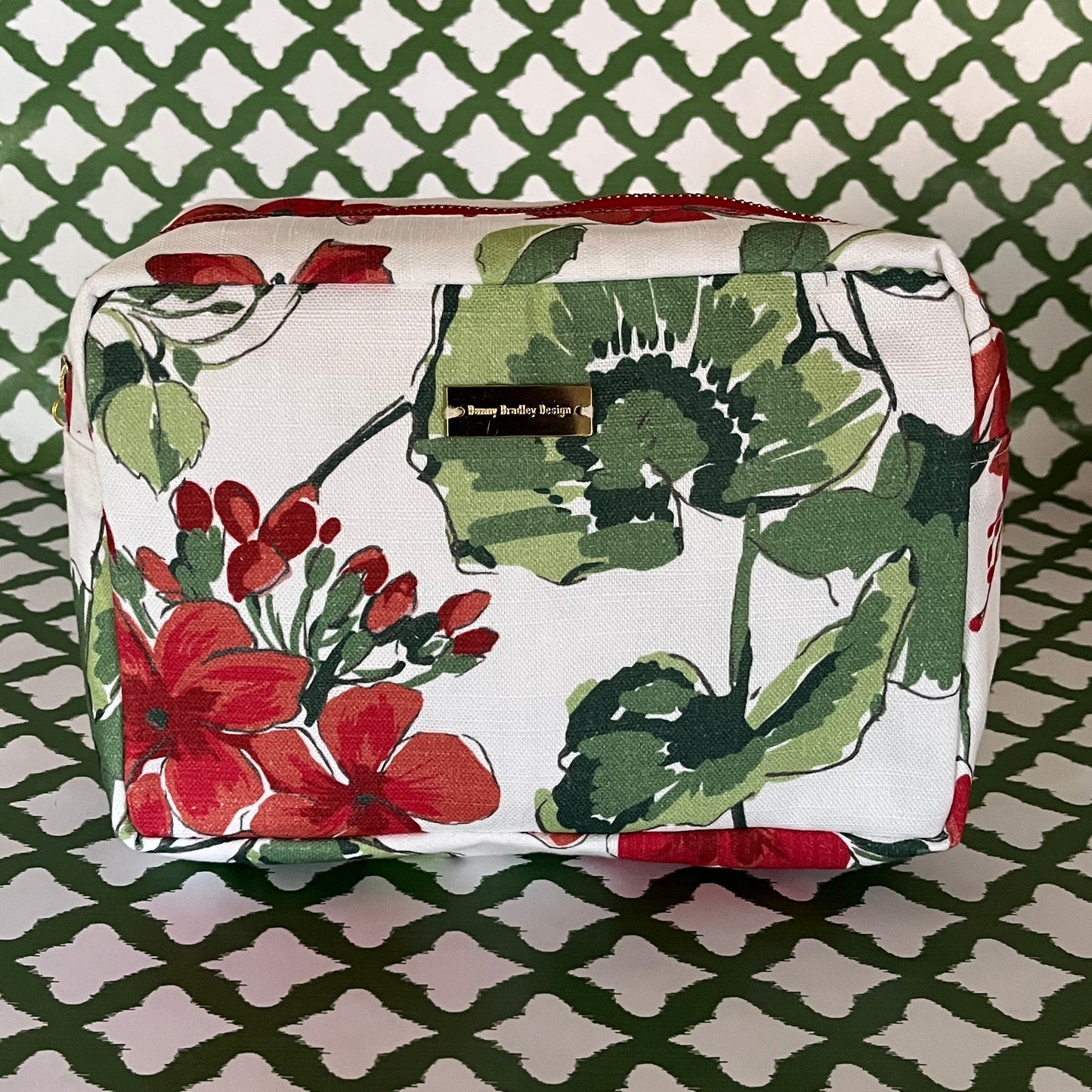 Large Cosmetics and Toiletries Bag/Cottage Grove Geranium Red