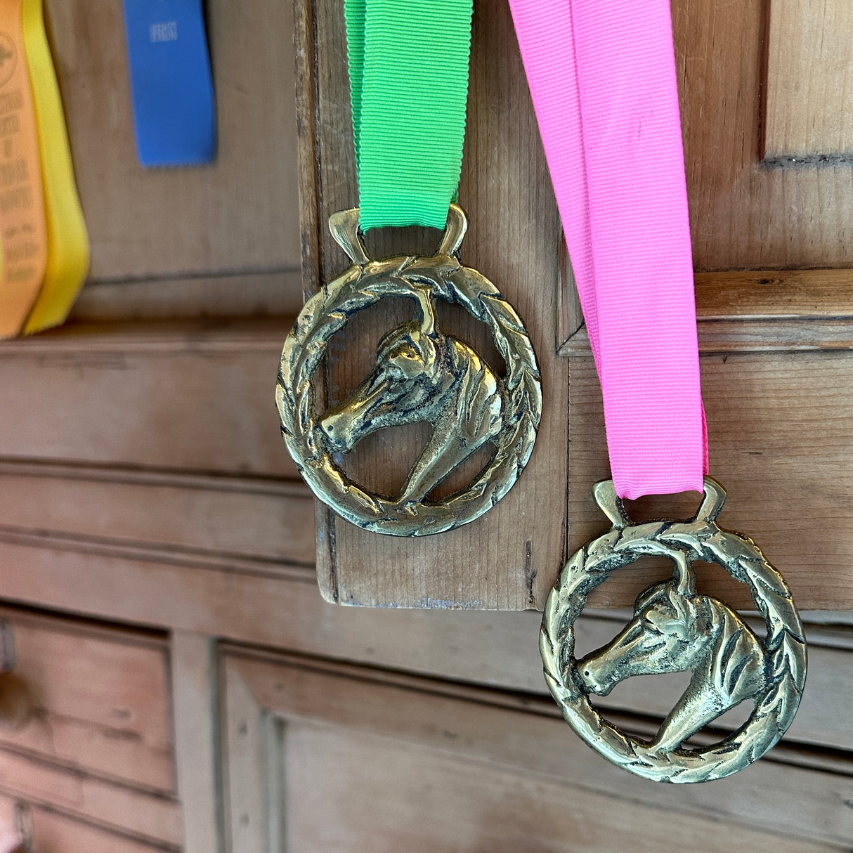 Brass Horse Medallions, Set of 2