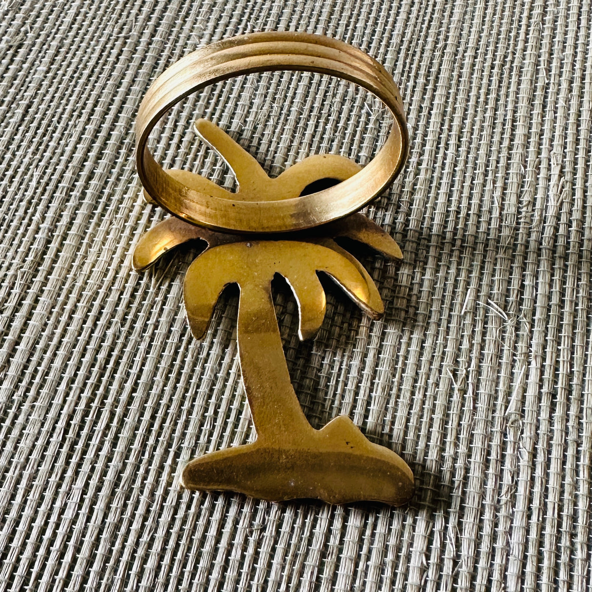 Vintage Brass Palm Napkin Rings, Set of 10