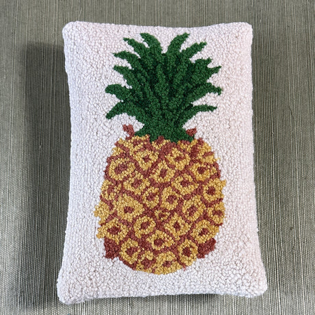 Pineapple Hooked Wool Throw Pillow