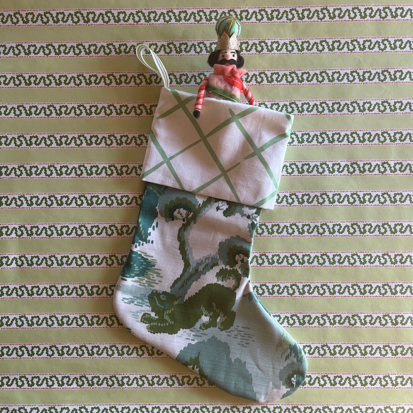 Readymade Green Old Peking Holiday Stocking