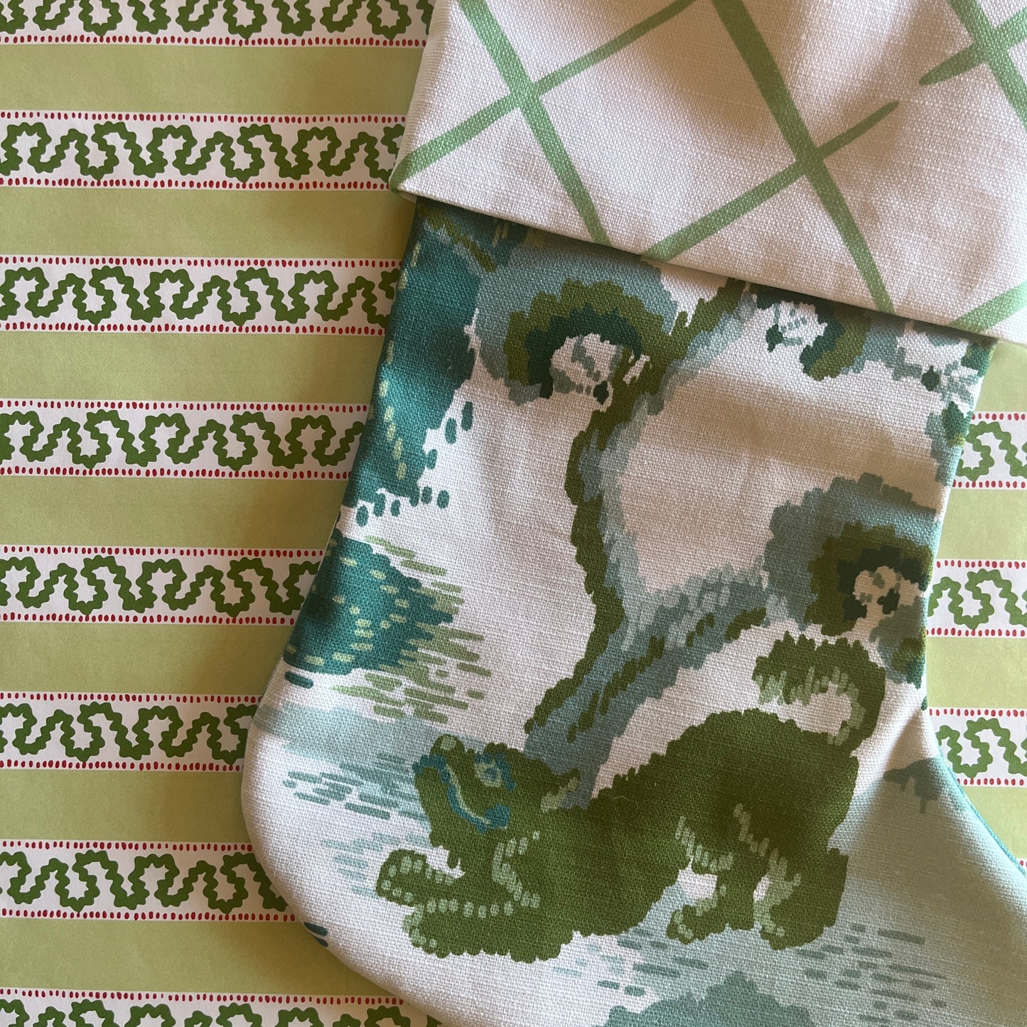 Readymade Green Old Peking Holiday Stocking