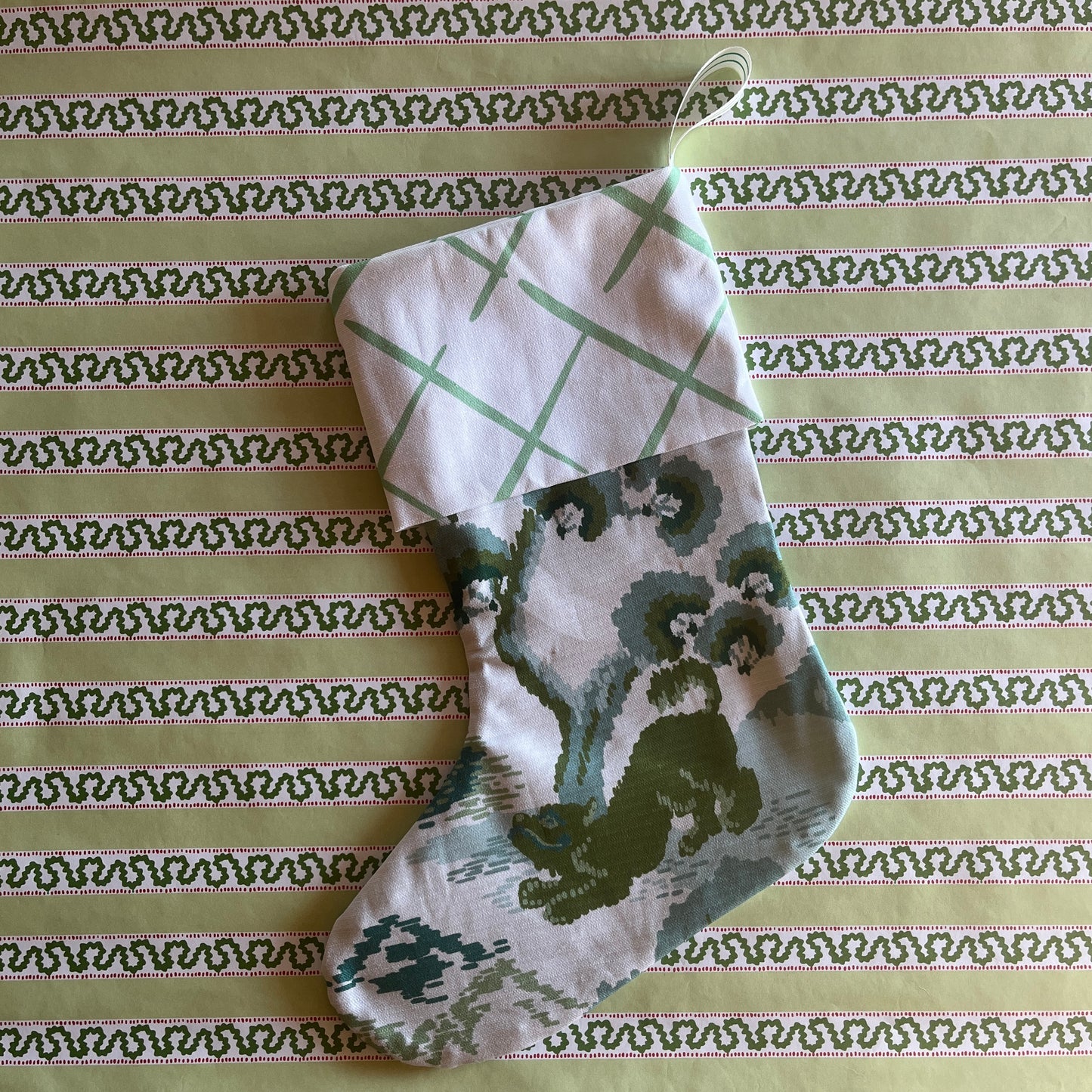 Readymade Green Old Peking Holiday Stocking