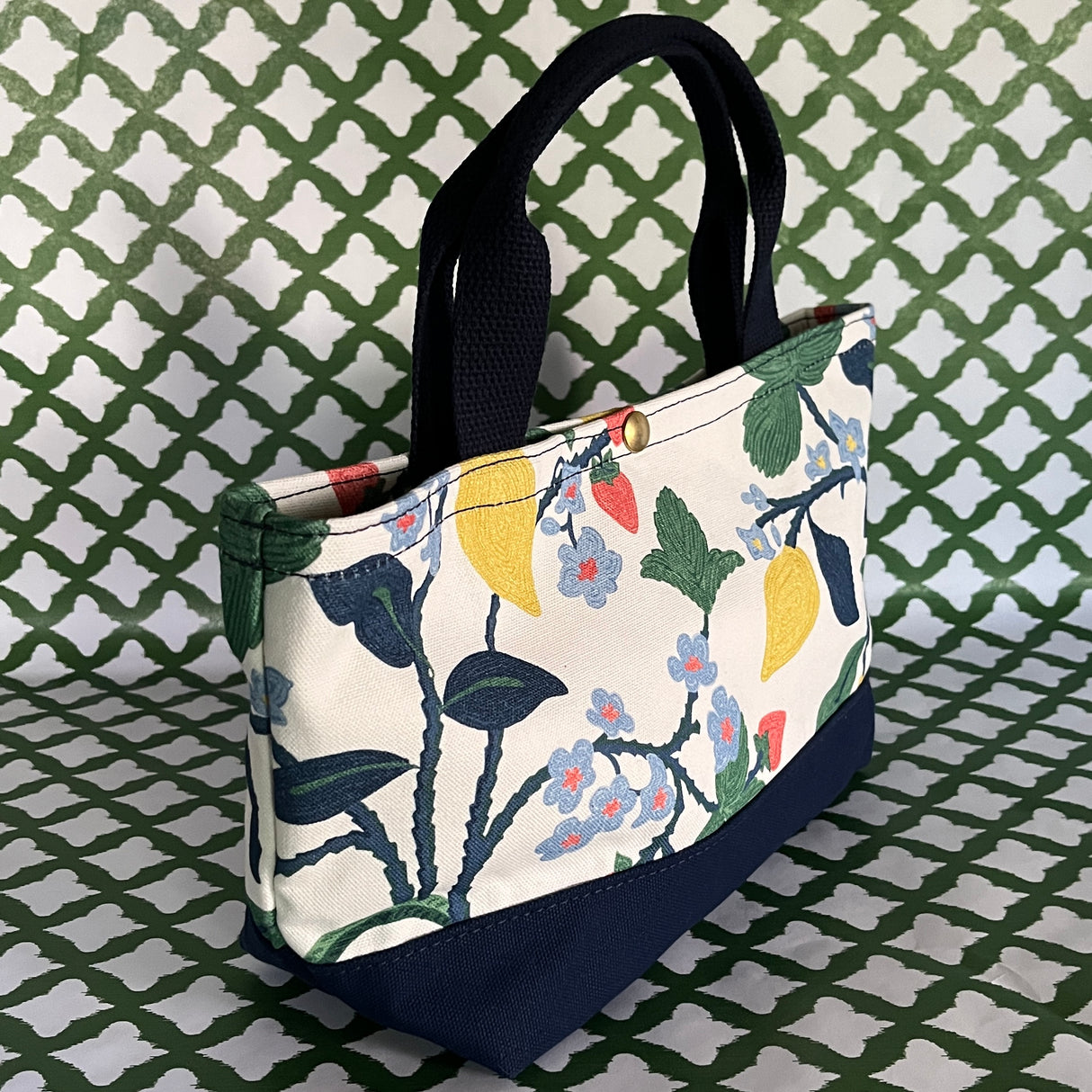 Strawberry Hill Forest Green Small Canvas Snap Mini Tote