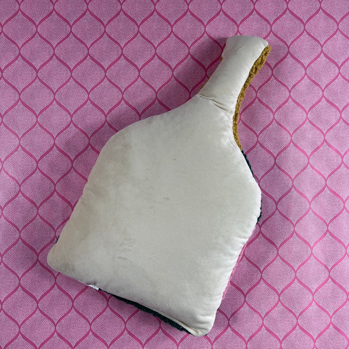 Hooked Wool Cheers Champagne Bottle Pillow
