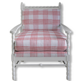Think of England Armchair w/Gin Lane Rhubarb Gingham Upholstery