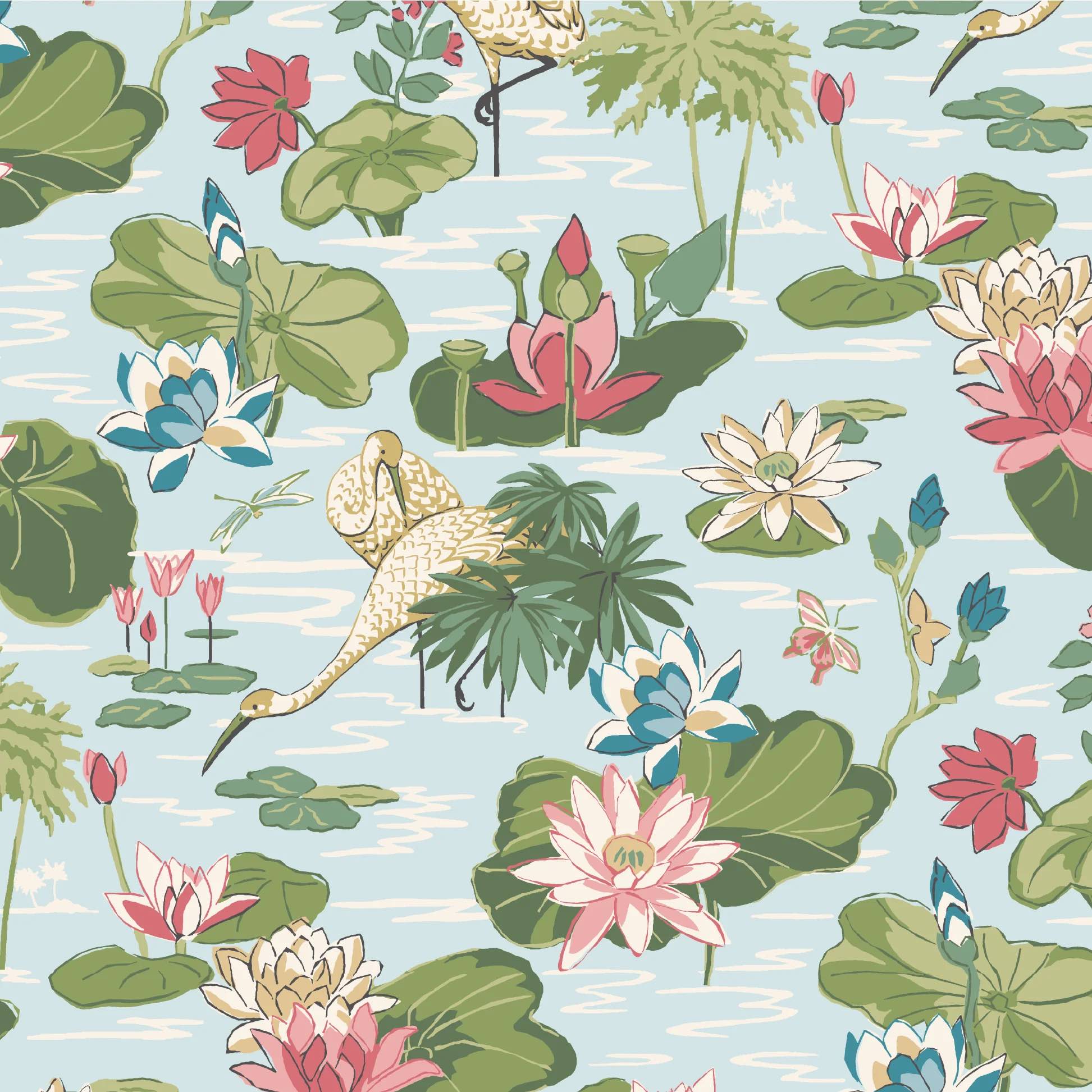 Meadow Club Unpasted Wallpaper - Sky Blue
