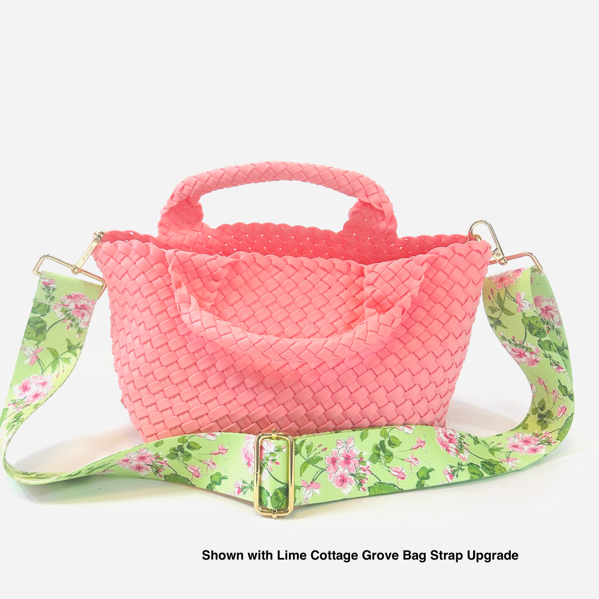 Woven Neoprene Pink Tote With Matching Solid Crossbody Strap