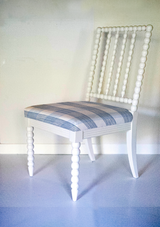 Bobbin Dining Chair with Swedish Blue Gin Lane Upholstery