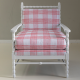 Think of England Armchair with Gin Lane Rhubarb Upholstery
