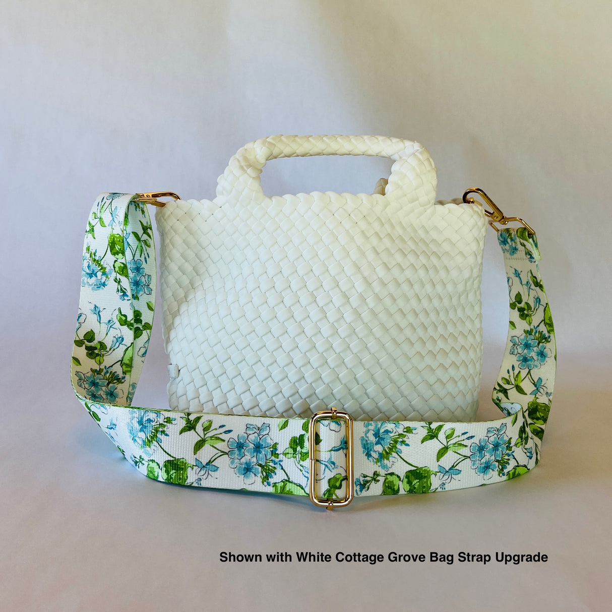 Woven Neoprene White Tote With Matching Solid Crossbody Strap