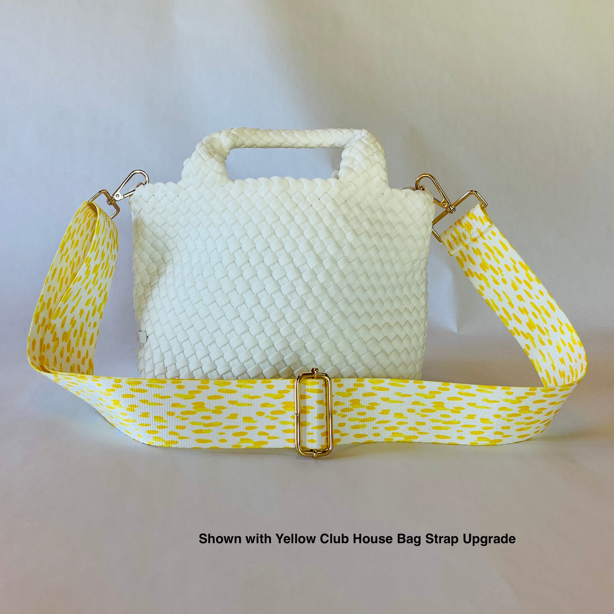 Woven Neoprene White Tote With Matching Solid Crossbody Strap